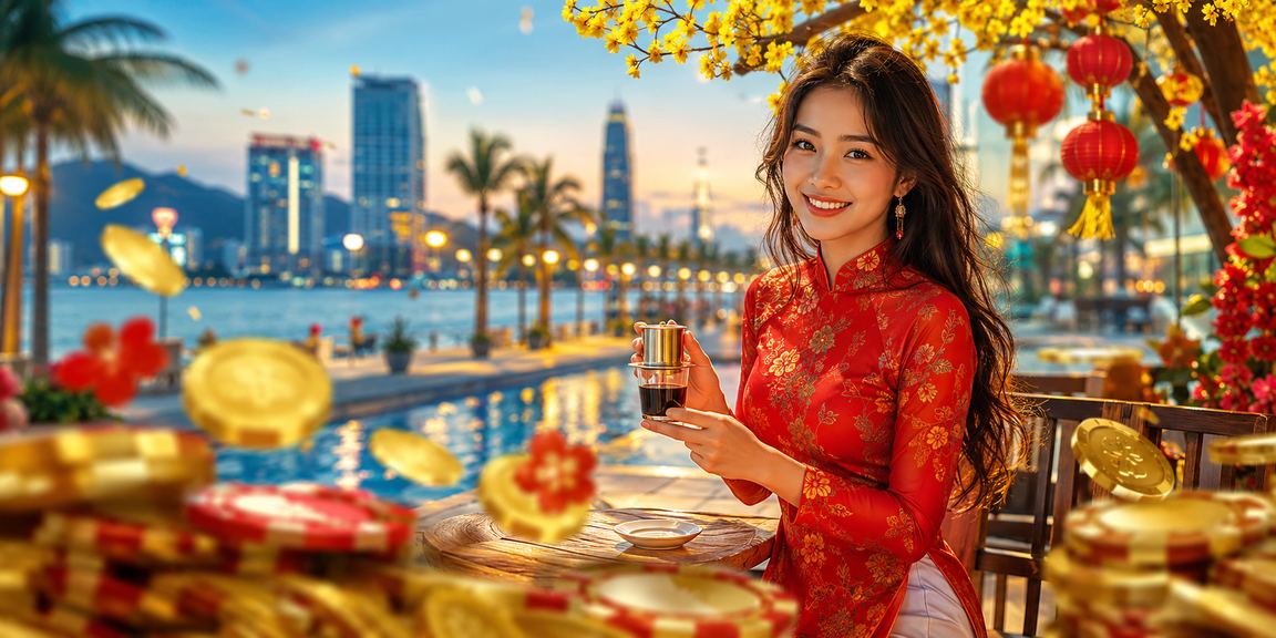 Người dùng tại Đà Nẵng ngồi quán cà phê dùng điện thoại kiểm tra khuyến mãi cá cược trực tuyến